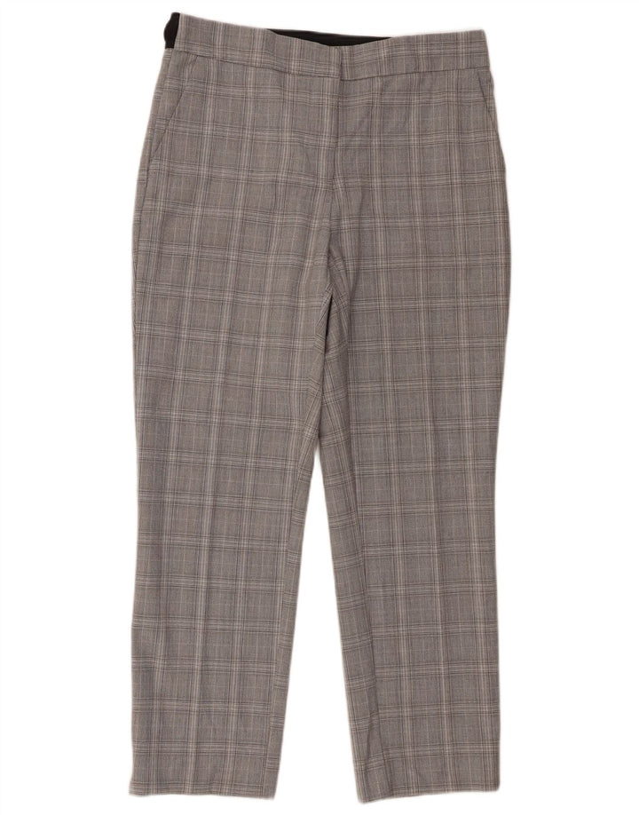 Calça Chino Slim Feminina Zara Grande W30 L27 Poliéster Xadrez Cinza
