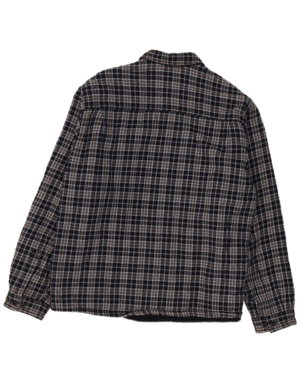 Camisa masculina vintage de flanela de lenhador 2XL algodão xadrez azul marinho