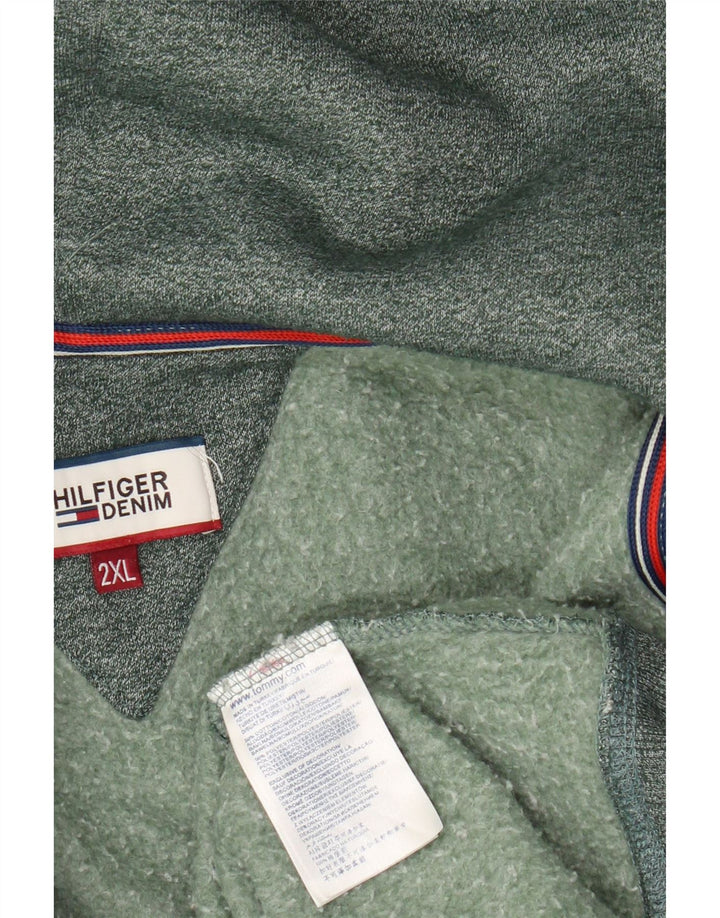 TOMMY HILFIGER Suéter masculino com capuz e zíper 2XL algodão verde