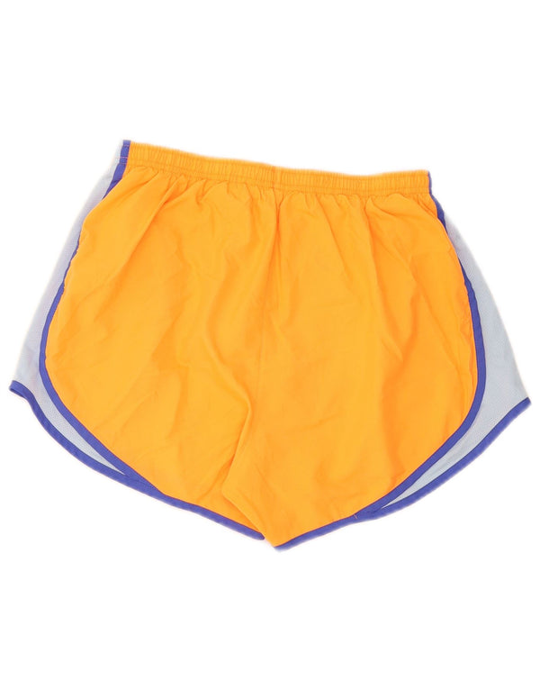 Shorts esportivos femininos Nike Dri Fit UK 12 médio laranja colorblock