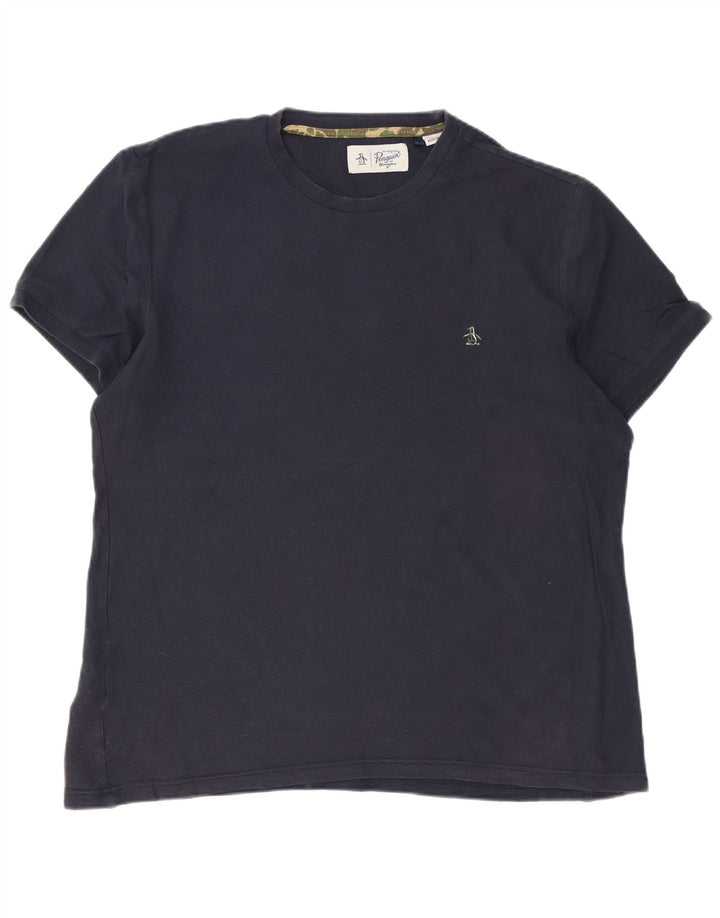 Camiseta masculina Penguin Top grande algodão azul marinho