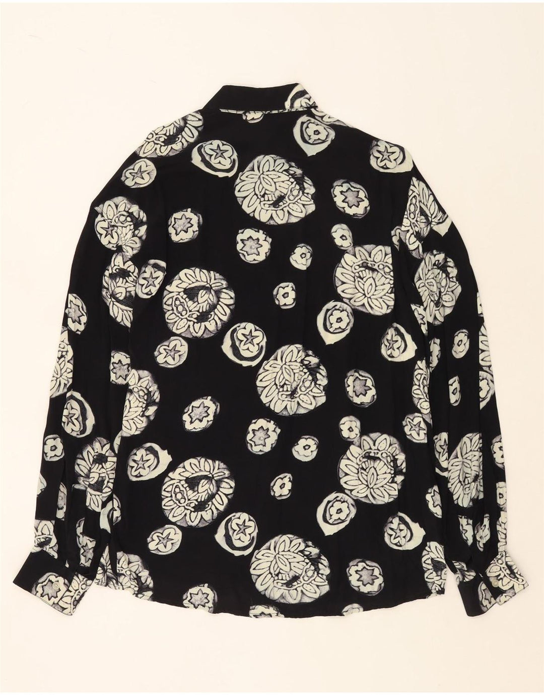 Camisa masculina VINTAGE grande viscose floral preta