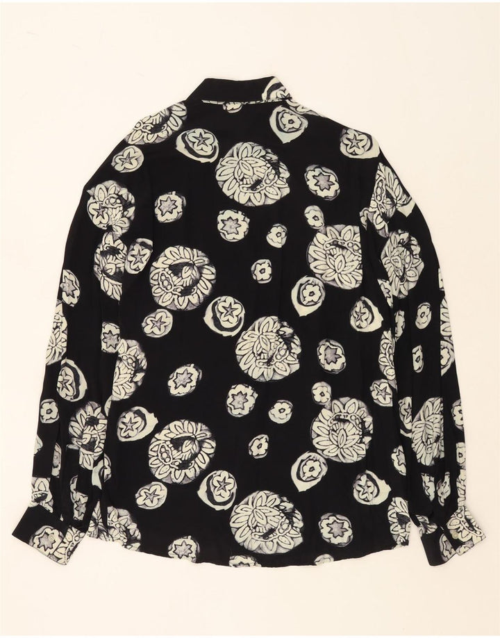 Camisa masculina VINTAGE grande viscose floral preta