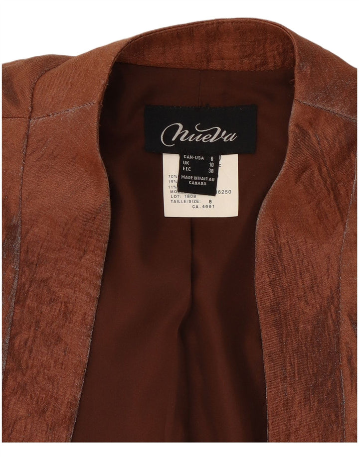Jaqueta blazer feminina vintage manga 3/4 Reino Unido 10 pequeno rayon marrom