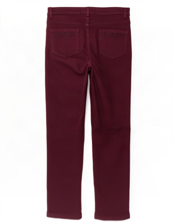 Calça feminina reta casual Marks & Spencer Reino Unido 12 médio W30 L28 roxo