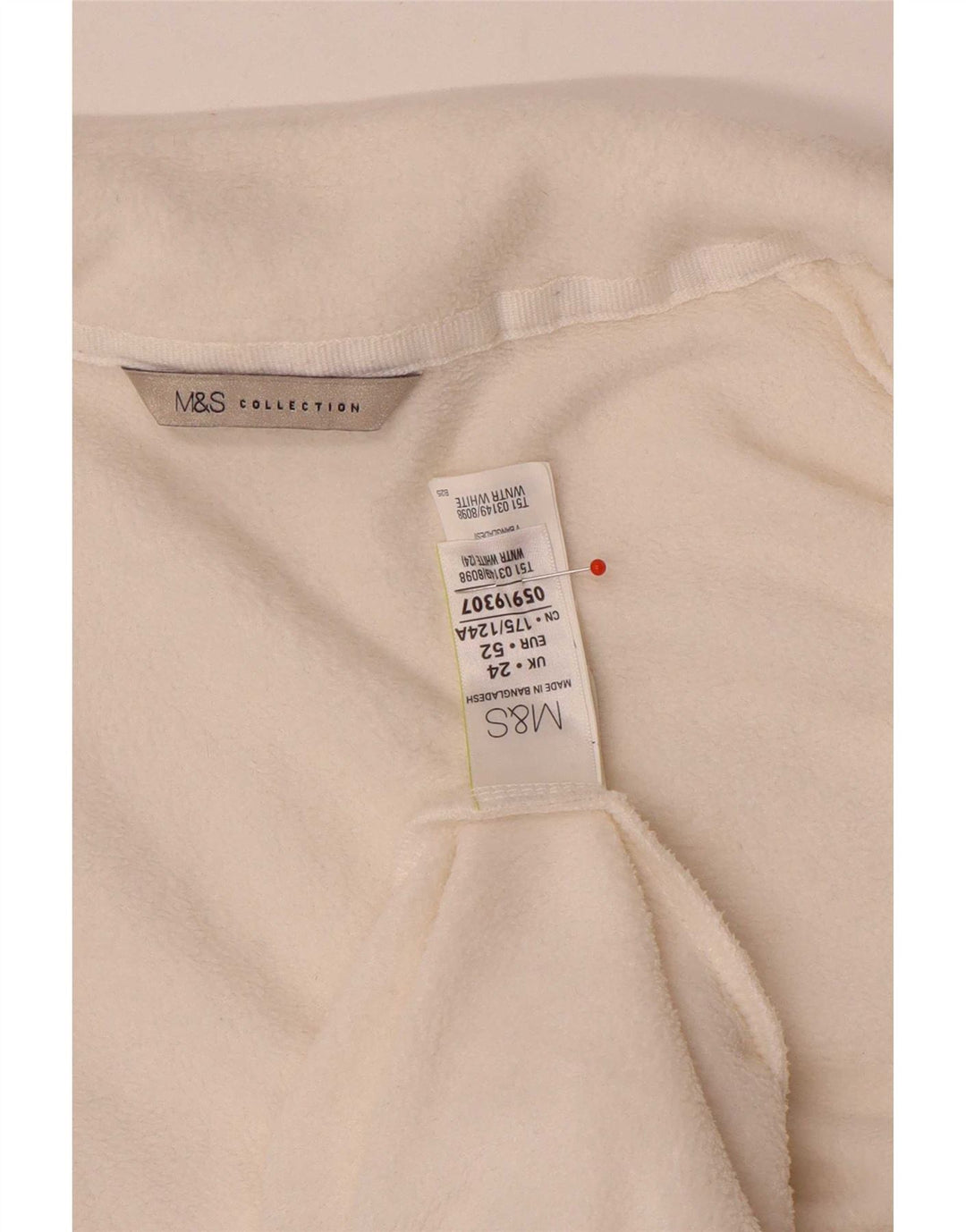 Jaqueta de lã feminina Marks & Spencer Reino Unido 24 4XL poliéster branco