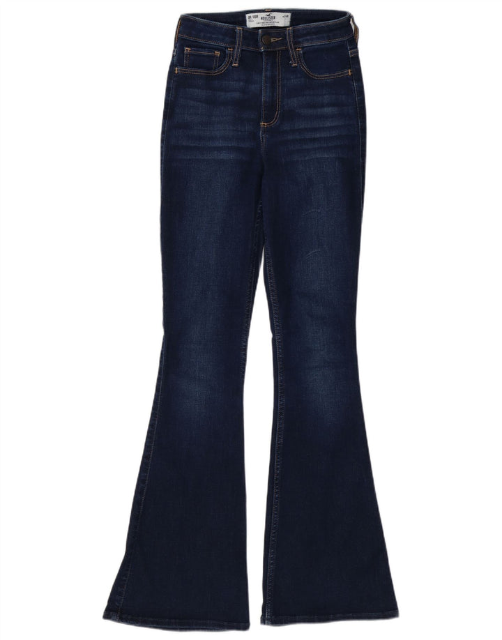 HOLLISTER Calça jeans feminina curvada de cintura alta W24 L32 algodão azul marinho