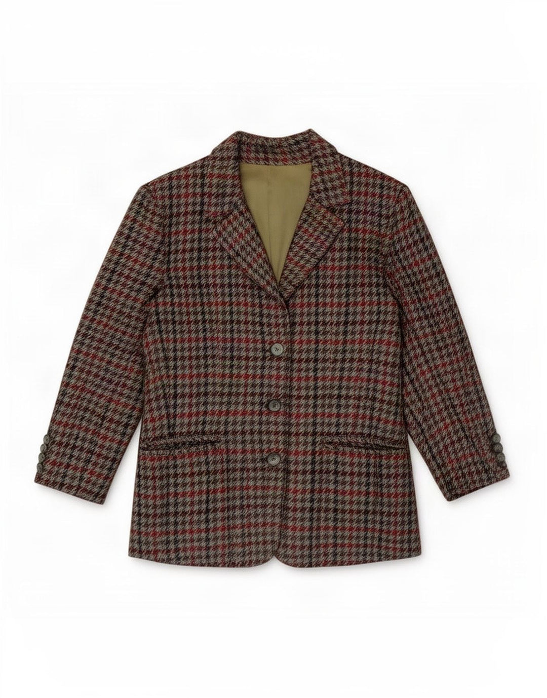 Jaqueta Blazer Feminina Vintage Reino Unido 12 Houndstooth Médio Multicolorido