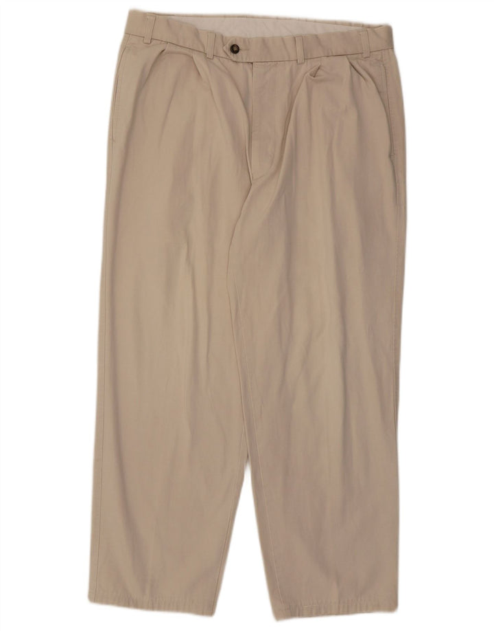 Calça masculina Marks & Spencer com pegged terno W36 L29 algodão bege