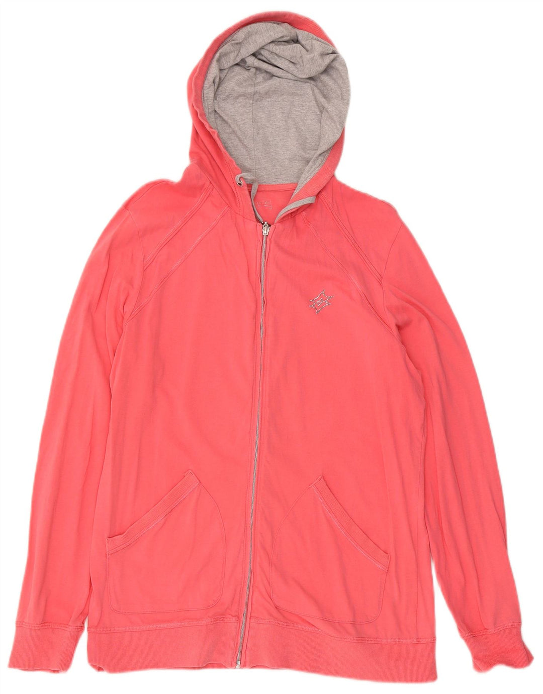 Suéter feminino com capuz e zíper Lotto UK 10 rosa médio