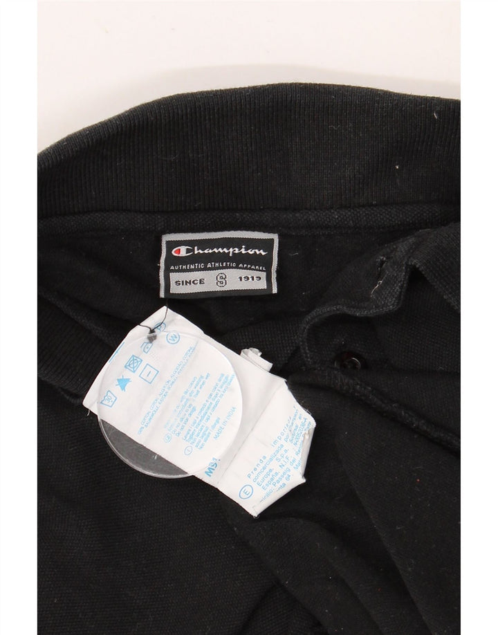 Camisa polo masculina de manga comprida CHAMPION algodão preto médio