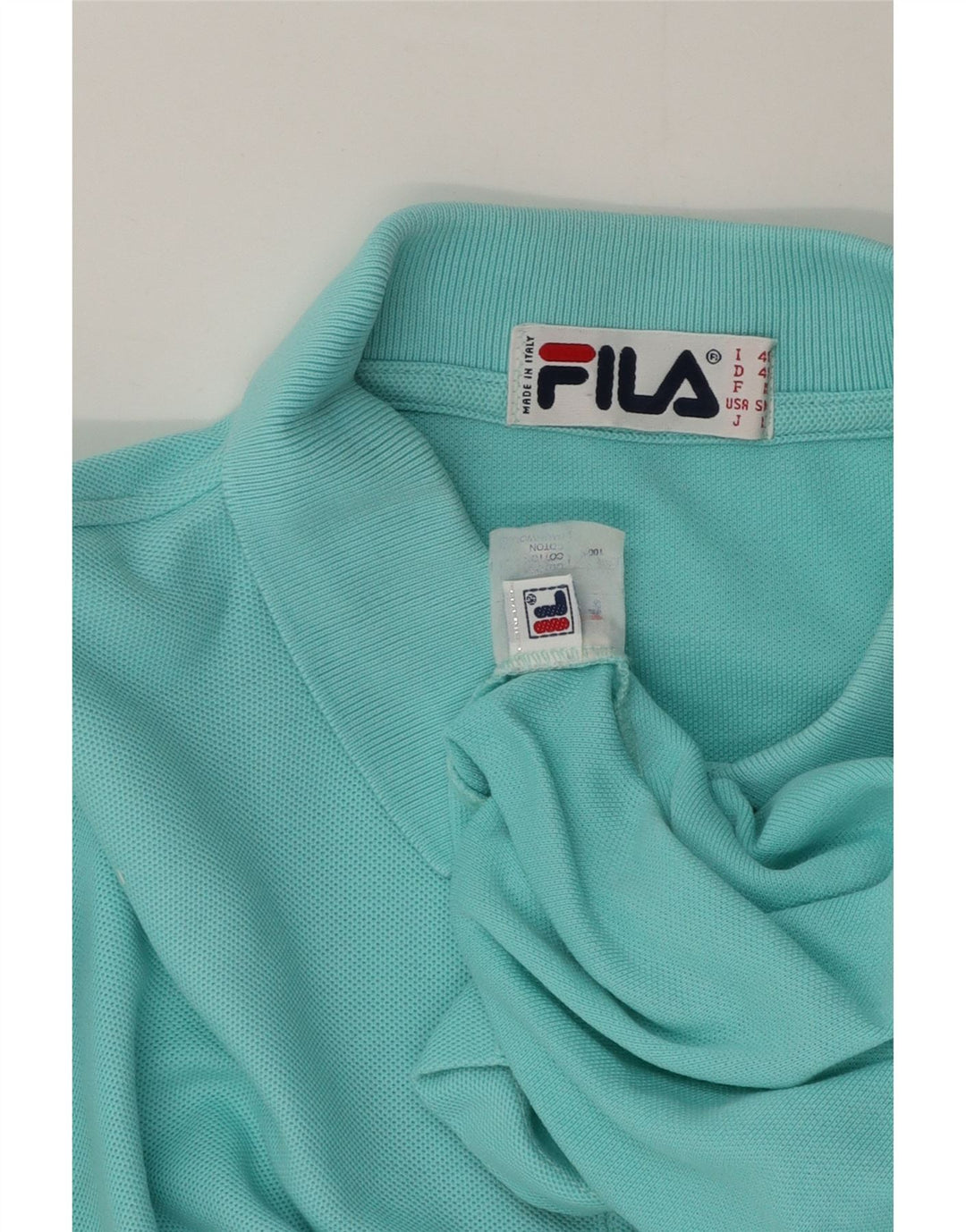 Camisa polo masculina Fila IT 48 algodão turquesa médio