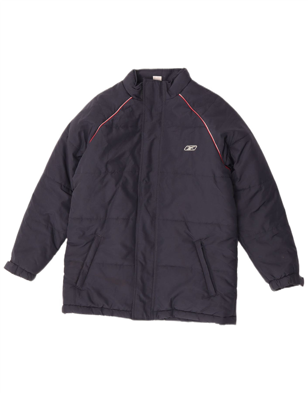 Casaco Reebok Boys Graphic com capuz acolchoado 13-14 anos XL azul marinho poliéster