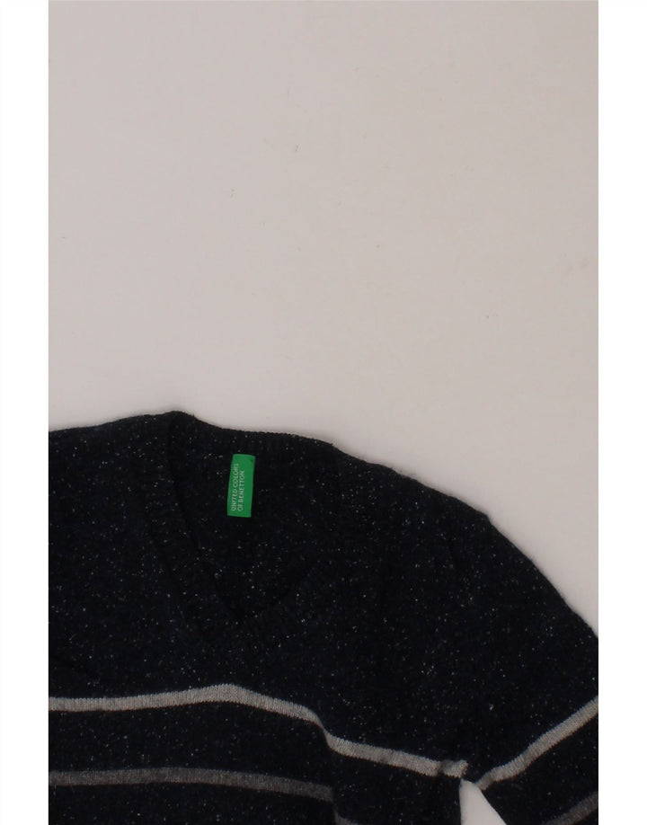 BENETTON Baby Boys V-Neck Jumper Sweater 18-24 Months Black Flecked Vintage Benetton and Second-Hand Benetton from Messina Hembry 