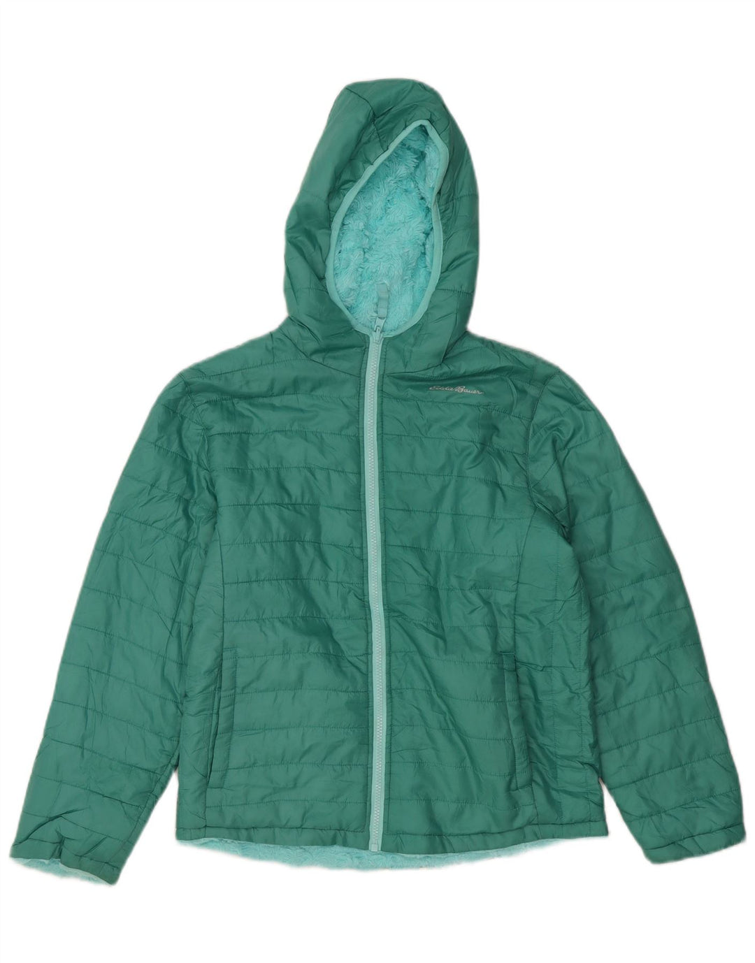Jaqueta acolchoada com capuz para meninas EDDIE BAUER 13-14 anos grande poliéster verde