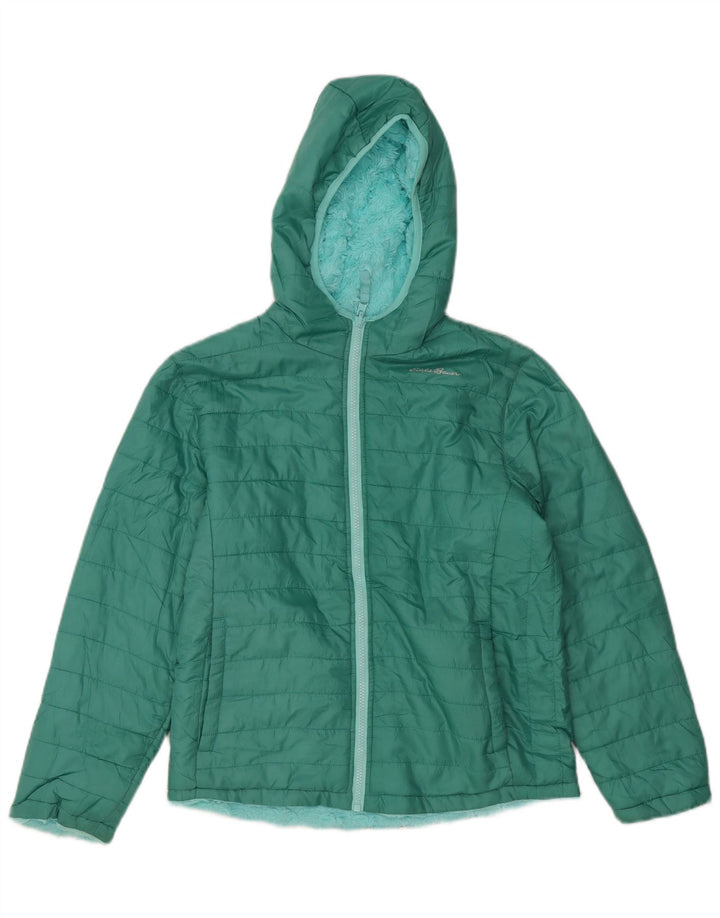 Jaqueta acolchoada com capuz para meninas EDDIE BAUER 13-14 anos grande poliéster verde