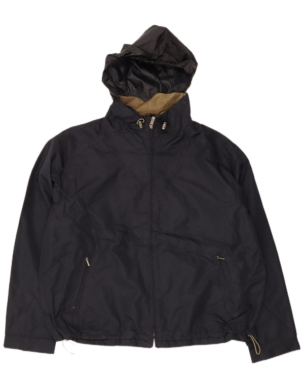 Jaqueta de chuva com capuz London Fog Mens Reino Unido 44 2XL poliéster preto