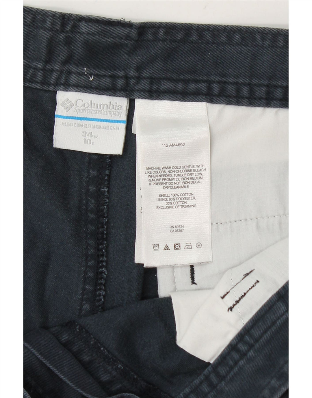 Columbia Mens Cargo Shorts W34 Grande Algodão Azul Marinho