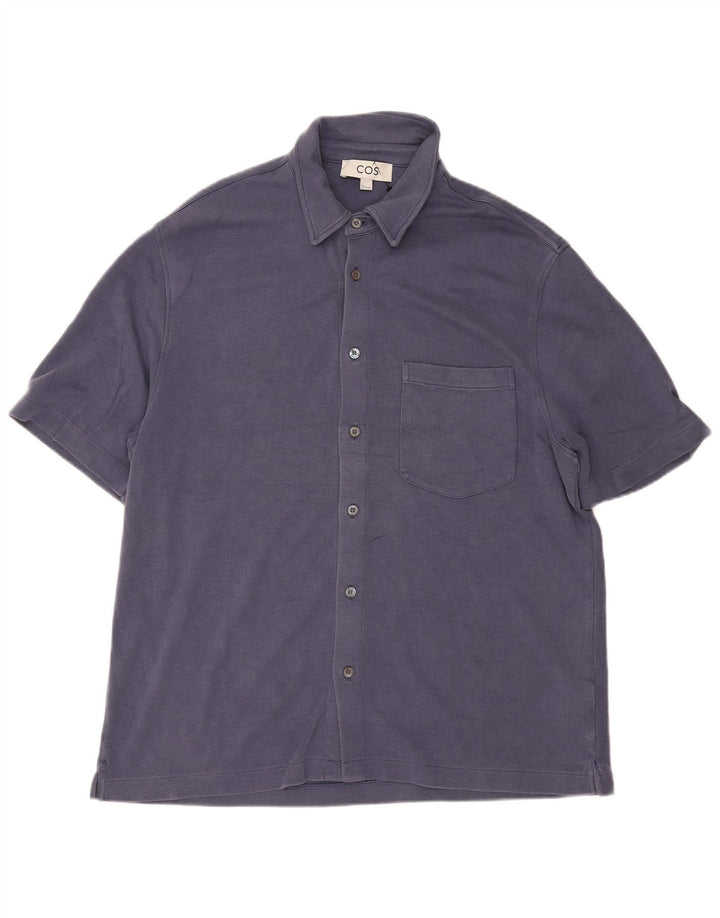 Cos Camisa masculina de manga curta grande azul marinho Lyocell