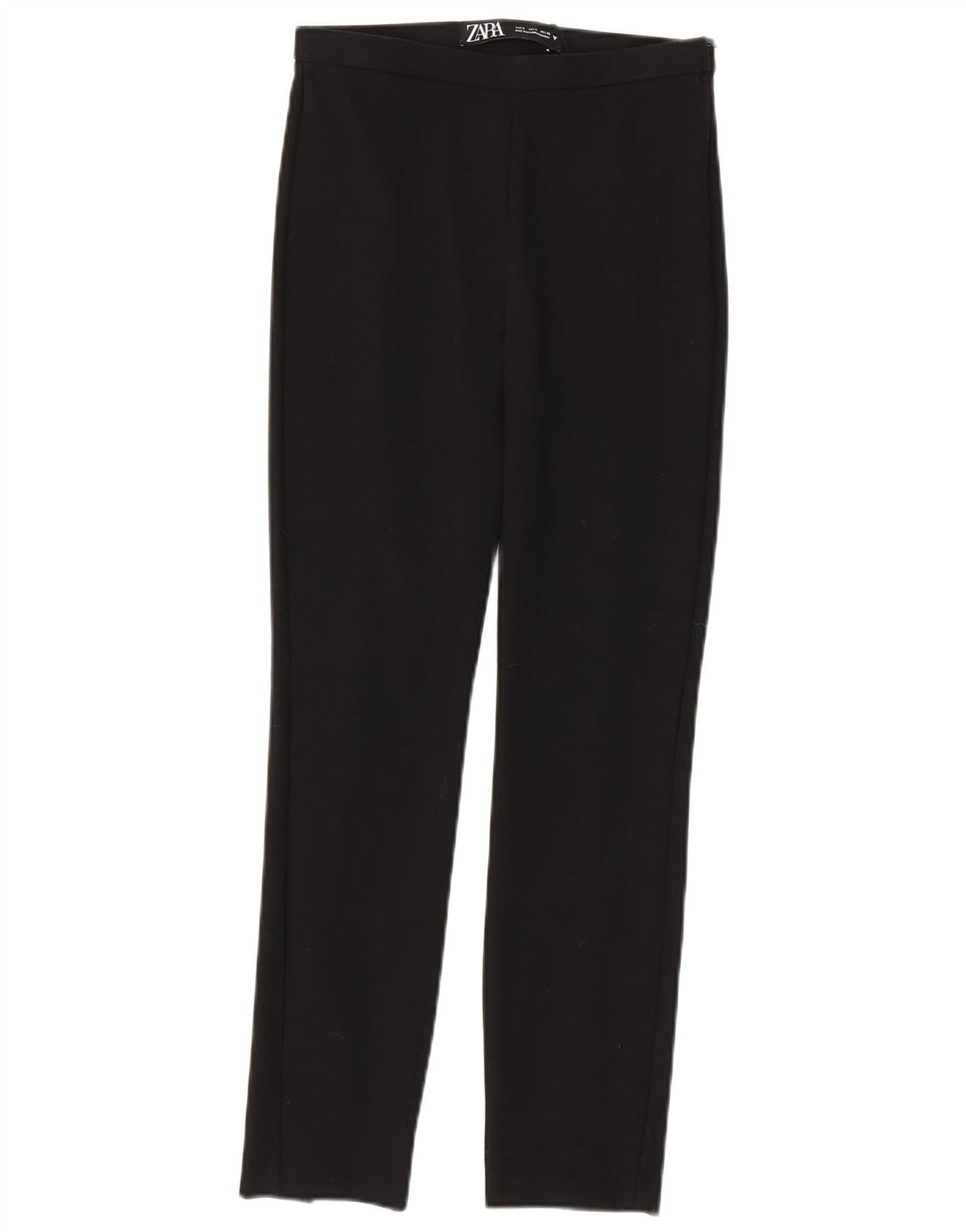 ZARA Calça feminina casual slim pequena W26 L27 poliéster preto