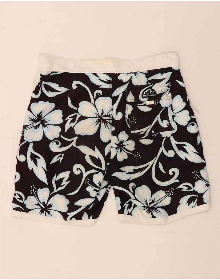Shorts de natação masculino SUNDEK grande poliéster floral preto