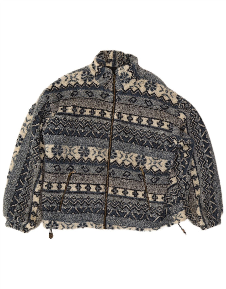 Jaqueta de lã masculina vintage UK 40 grande azul Fair Isle