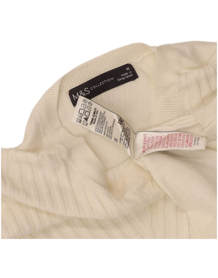 Suéter feminino Marks & Spencer com gola redonda e gola redonda, tamanho pequeno, off white