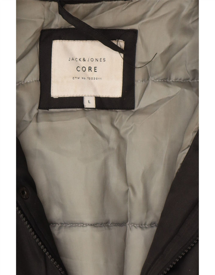 Jaqueta parka masculina com capuz JACK & JONES Reino Unido 40 grande preta