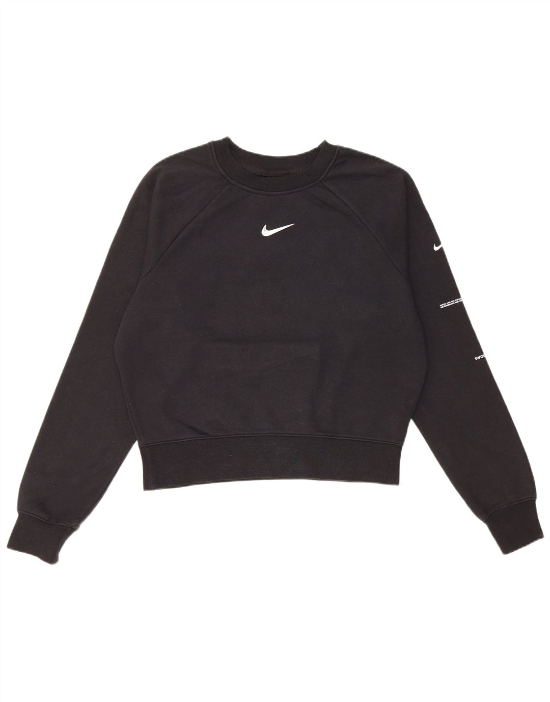 Moletom Nike Swoosh Crop Oversized Jumper UK 10 Pequeno Preto
