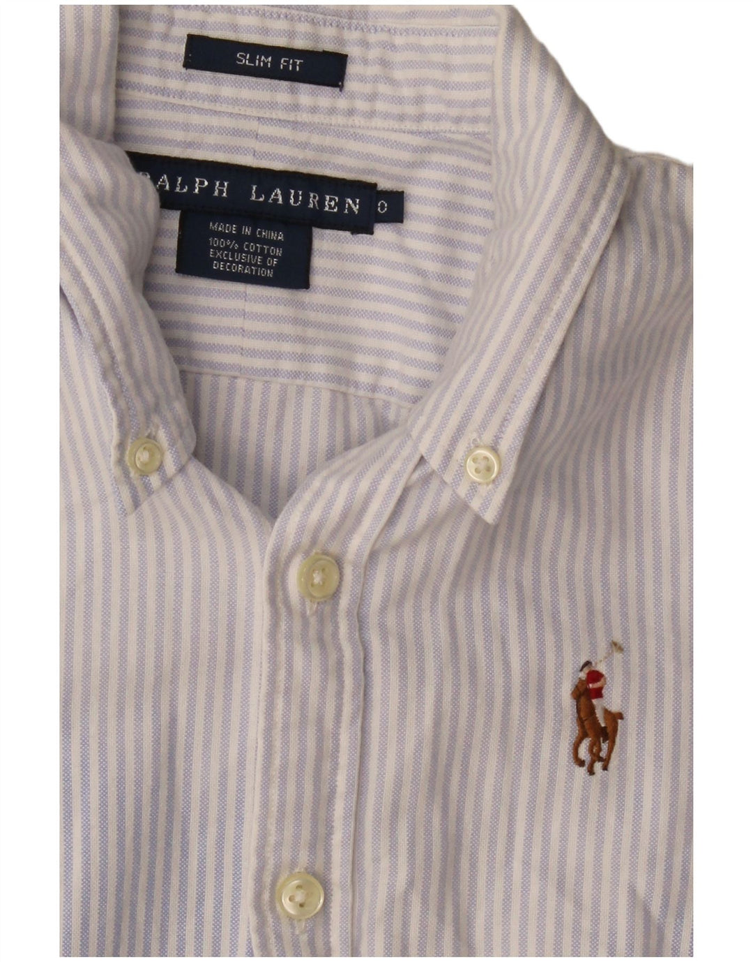 Camisa feminina slim fit RALPH LAUREN EUA 0 XS algodão listrado azul