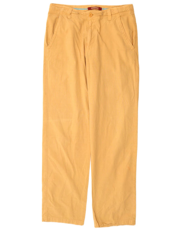 Carrera Mens Straight Chino Calças IT 46 Pequeno W31 L32 Algodão Amarelo