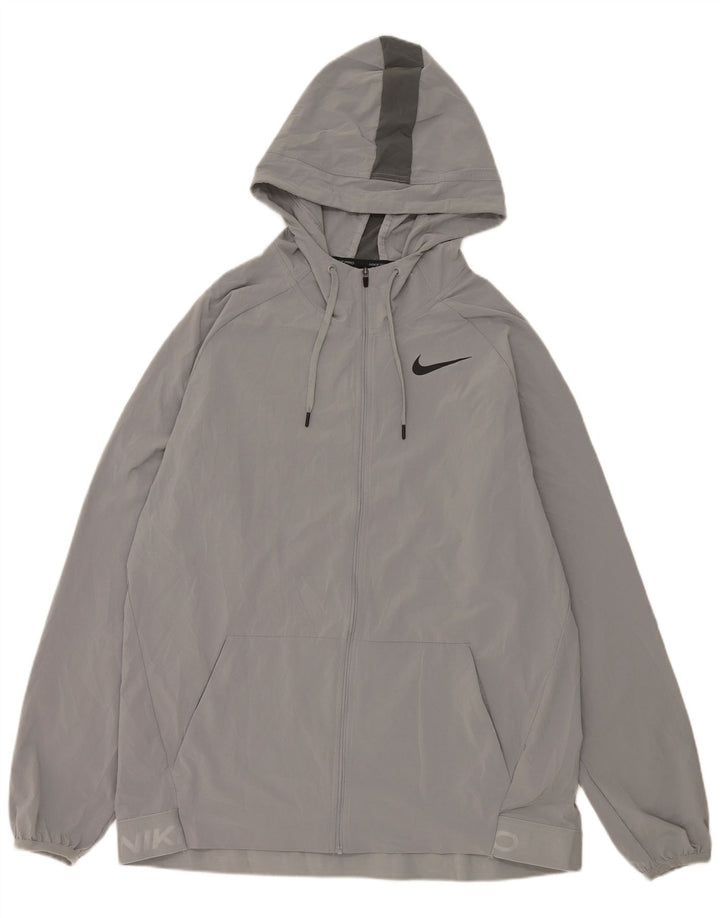 Jaqueta masculina Nike Dri Fit com capuz e moletom grande cinza colorblock