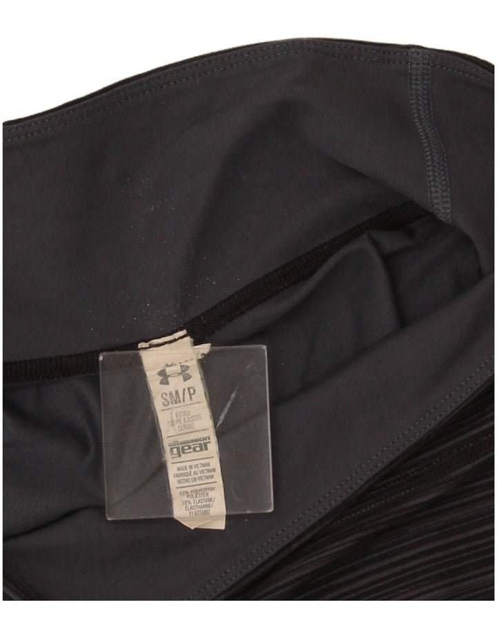 Under Armour Womens Capri Leggings UK 10 Pequeno Poliéster Listrado Cinza