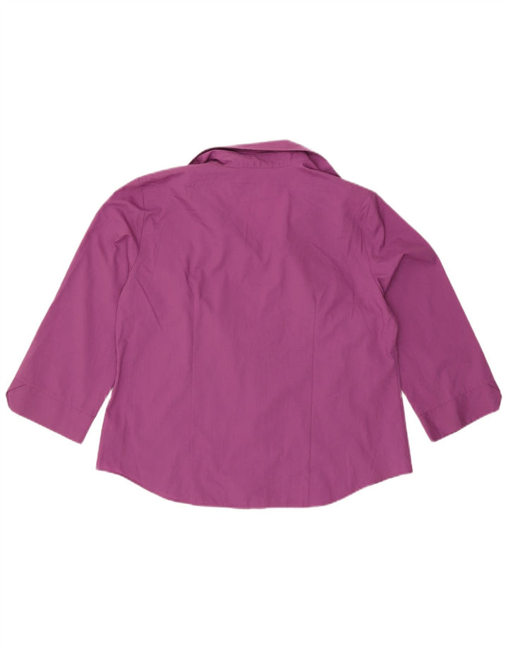 Camisa feminina de manga 3/4 da Marks & Spencer Reino Unido 18 XL roxo poliéster