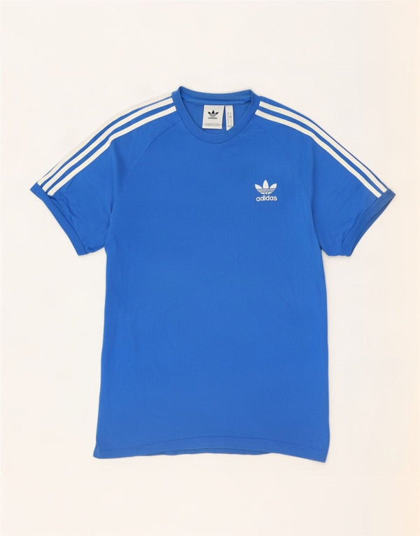 Adidas Mens Camiseta Top Médio Algodão Azul