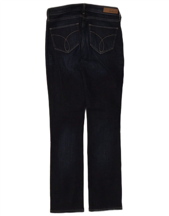 Calça jeans reta feminina Calvin Klein W25 L30 algodão azul marinho