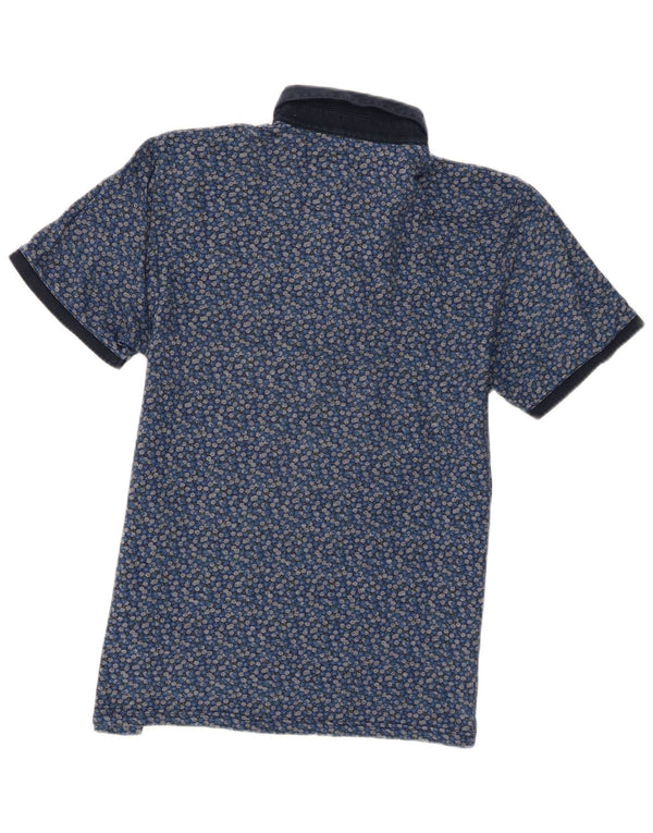 Camisa polo masculina Ted Baker tamanho 4 grande algodão floral azul