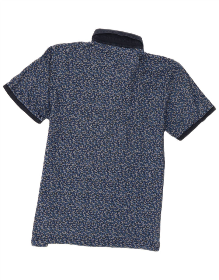 Camisa polo masculina Ted Baker tamanho 4 grande algodão floral azul