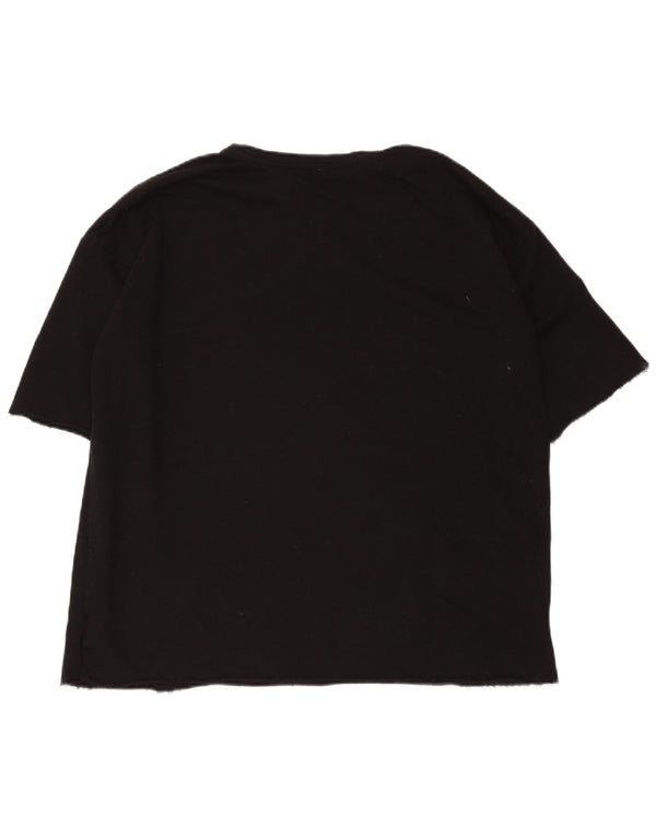 Zara Womens Trafaluc Camiseta gráfica oversized Top Reino Unido 14 Médio Preto