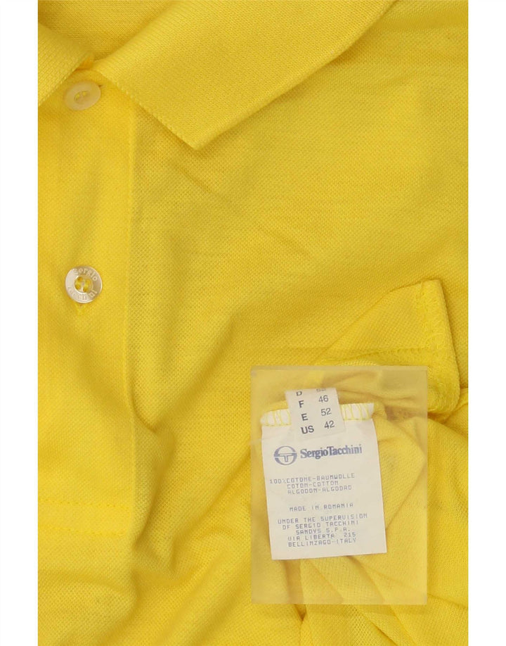 SERGIO TACCHINI Polo masculino IT 52 grande algodão amarelo