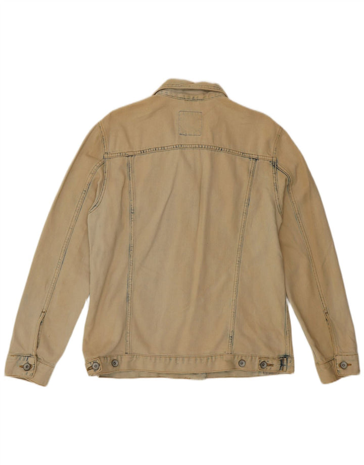 Jaqueta jeans feminina SUPERDRY Reino Unido 10 algodão bege pequeno