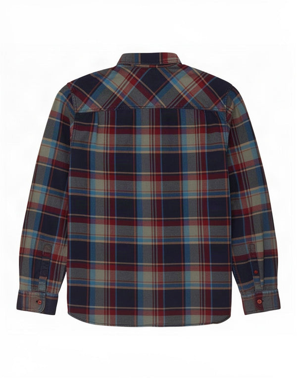 Camisa masculina de flanela White Stuff de algodão xadrez azul marinho médio