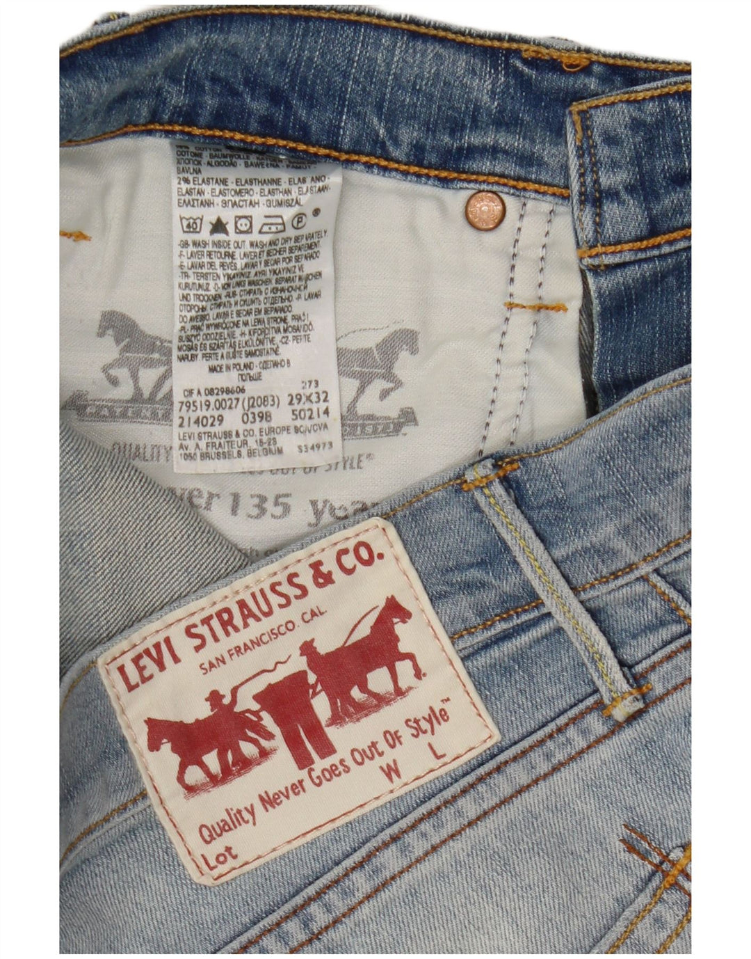 Levi's Mens Slim Jeans W29 L32 Azul Algodão