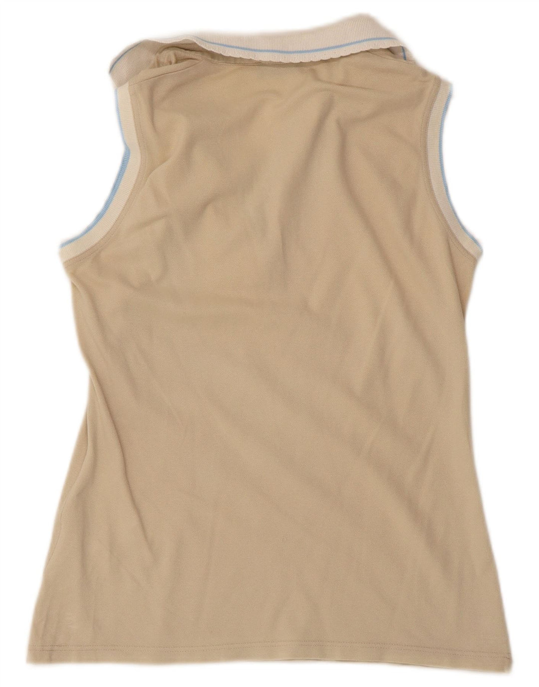 Camisa polo feminina FRED PERRY com babados na frente Reino Unido 14 grande bloco colorido bege