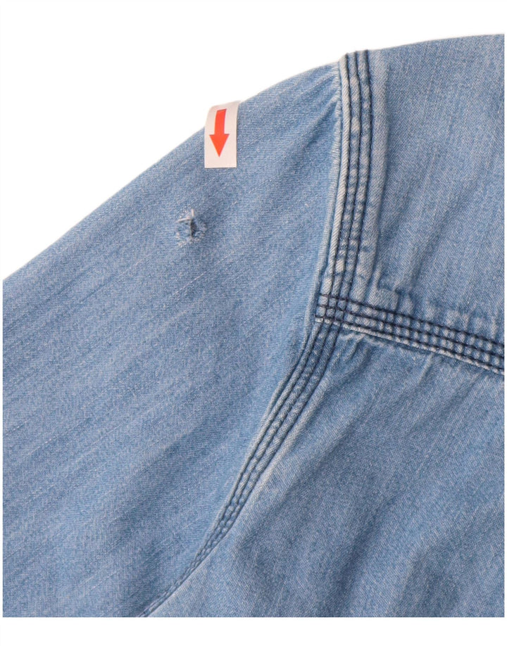 Camisa jeans masculina Tommy Hilfiger grande algodão azul