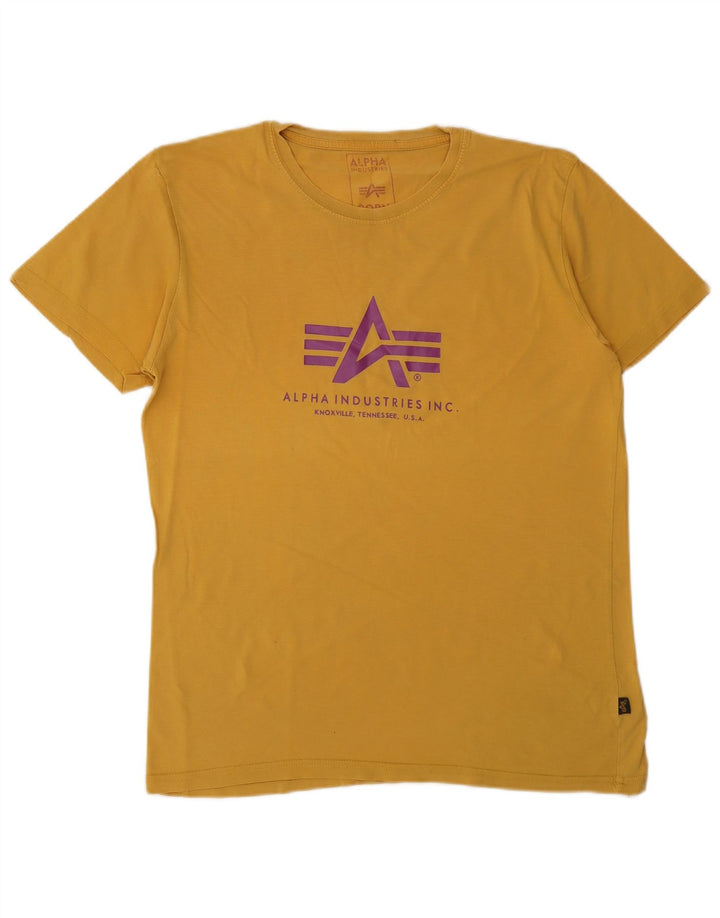 Camiseta gráfica masculina ALPHA INDUSTRIES algodão amarelo médio