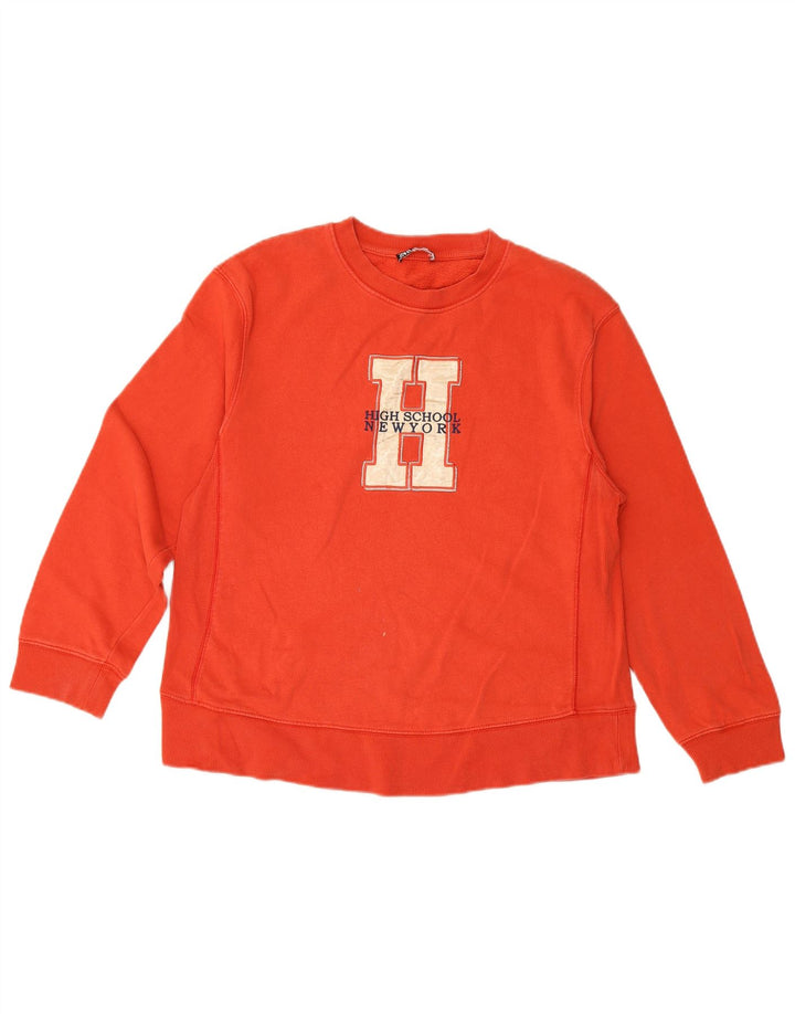 Zara moletom gráfico feminino jumper UK 14 médio algodão vermelho