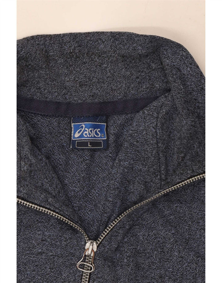 Moletom masculino Asics Graphic Zip Neck Jumper grande azul marinho salpicado