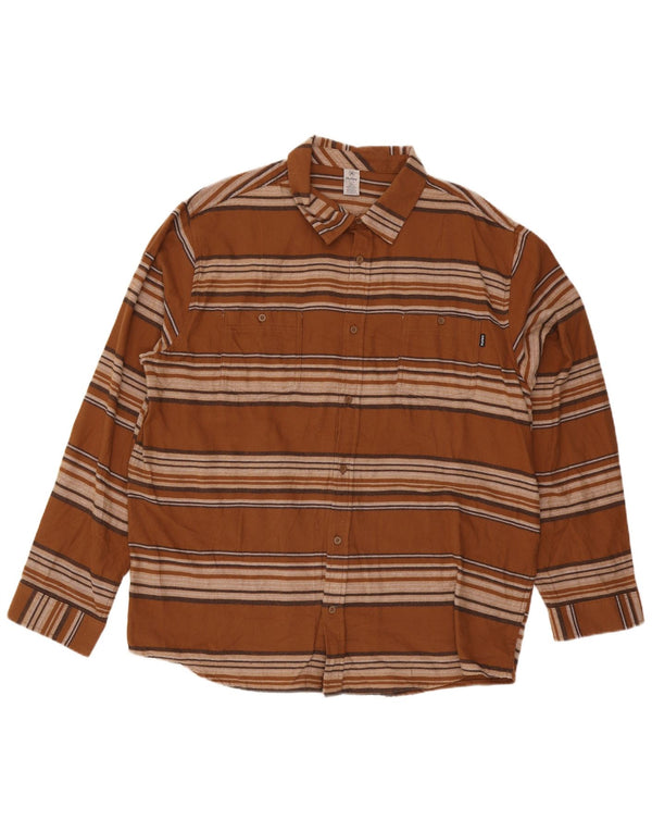Camisa masculina de flanela Hurley 2XL listrada marrom