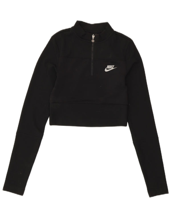 Moletom feminino NIKE com zíper e gola alta UK 4 XS preto poliéster